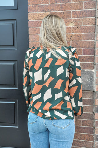 Abstract Tie Neck LS Blouse | JQ Clothing Co.