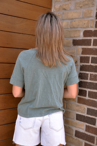 Acid Wash Raw Seam Raglan SS Tee