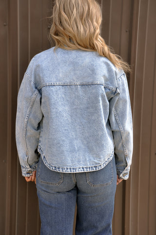 Acid Wash Utility Denim Jacket