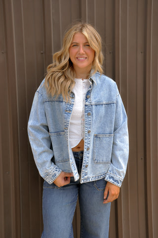 Acid Wash Utility Denim Jacket