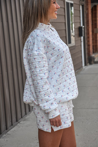 All-American Quilted Pull-over Shorts Set