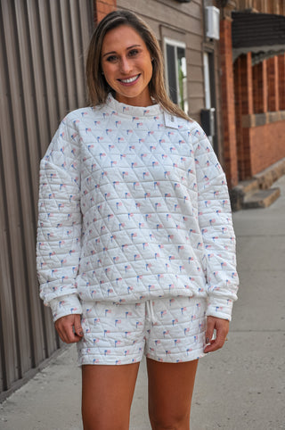 All-American Quilted Pull-over Shorts Set