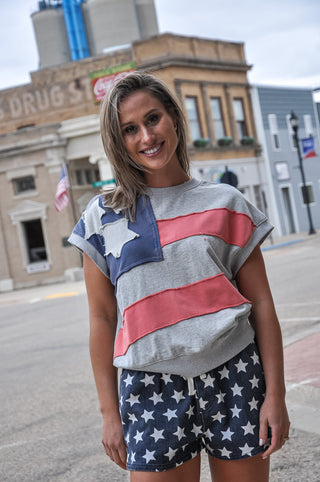 American Flag Patch Sleeveless Top