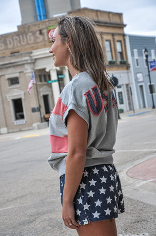 American Flag Patch Sleeveless Top