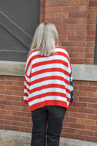 American Flag Print Knit Cardigan