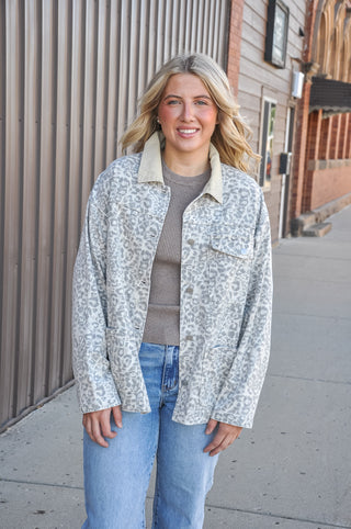 Animal Print Long Sleeve Barn Jacket