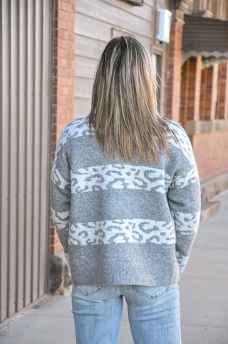 Animal Stripe Blocked Sweater Cardigan