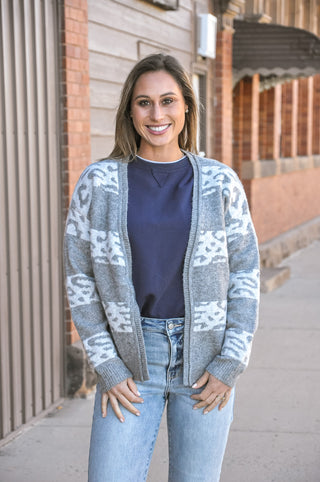 Animal Stripe Blocked Sweater Cardigan