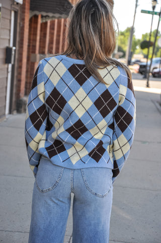 Argyle Pocket Knit Cardigan