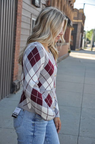 Argyle Pocket Knit Cardigan