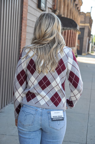 Argyle Pocket Knit Cardigan