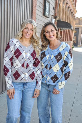 Argyle Pocket Knit Cardigan
