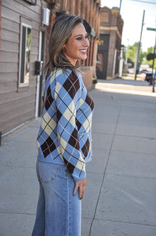 Argyle Pocket Knit Cardigan