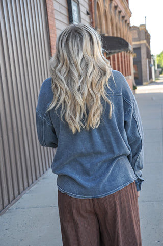Ash Navy Mineral Washed Shacket