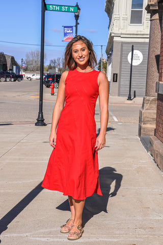 Asymmetric Seam Midi Dress