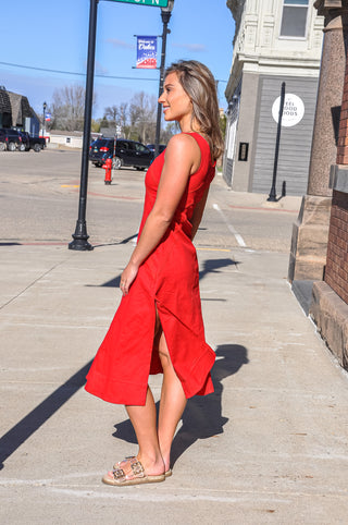 Asymmetric Seam Midi Dress