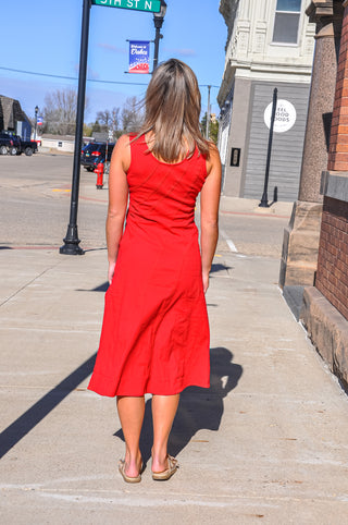 Asymmetric Seam Midi Dress