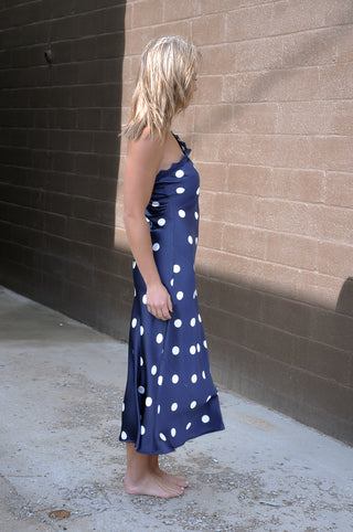 Asymmetrical Polka Dot Midi Dress