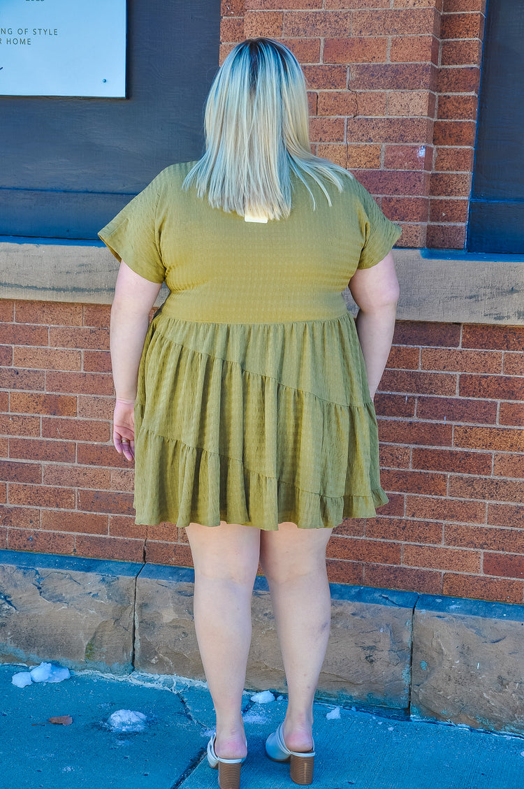 Asymmetrical Tiered Curvy Mini Dress