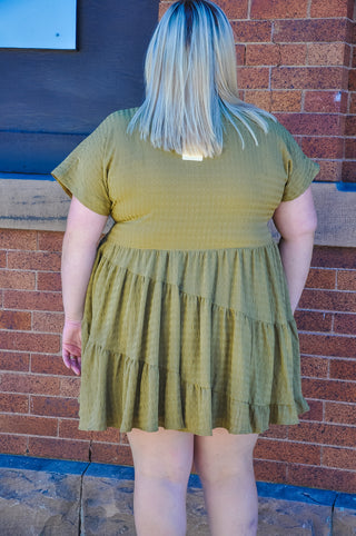 Asymmetrical Tiered Curvy Mini Dress