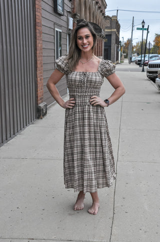 Autumn Waltz Plaid Midi Dress