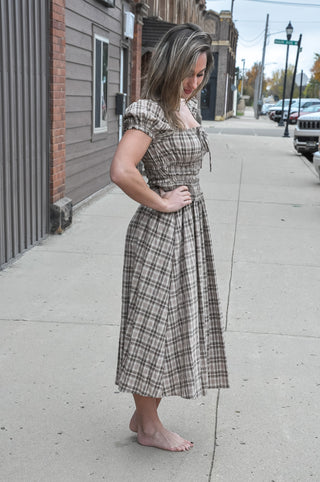 Autumn Waltz Plaid Midi Dress