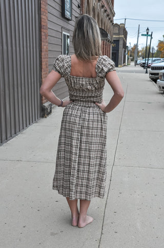 Autumn Waltz Plaid Midi Dress