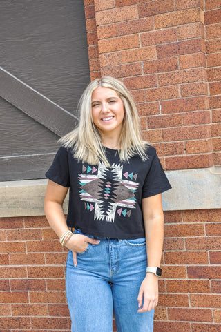 Aztec Graphic Crop Top