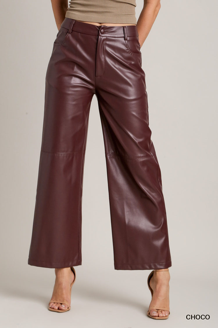 Chocolate Cropped Faux Leather Pants | JQ Clothing Co.