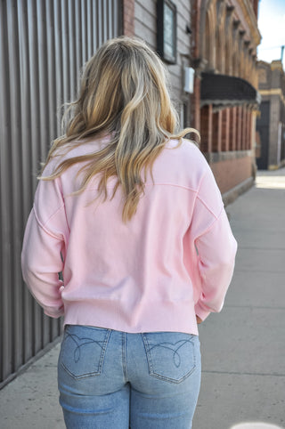 Baby Pink Roll Neck Knit Sweater