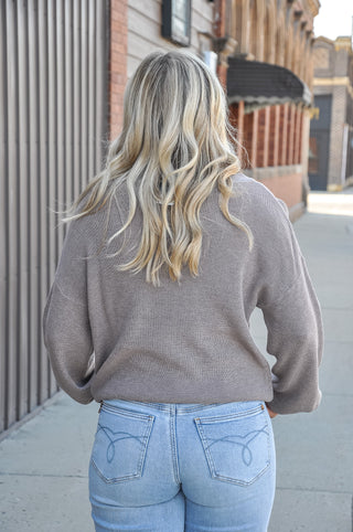 Balloon Sleeve Crew Neck Sweater