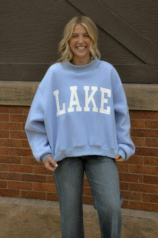 'Beach & Lake' Reversible Mock Neck Crop Sweatshirt