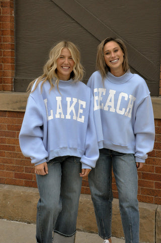 'Beach & Lake' Reversible Mock Neck Crop Sweatshirt