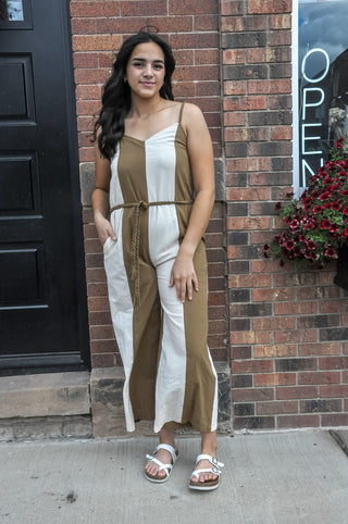 Beautifully Brown Blocked Jumpsuit