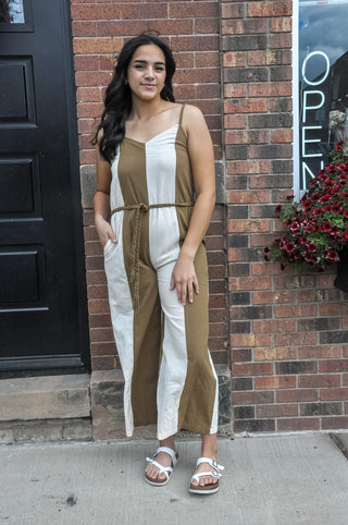 Beautifully Brown Blocked Jumpsuit