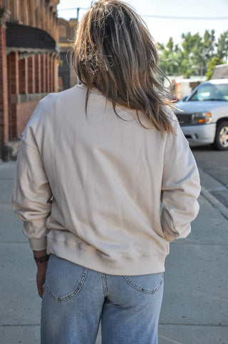 Beige Cotton Pumpkin Patch Crewneck Sweatshirt
