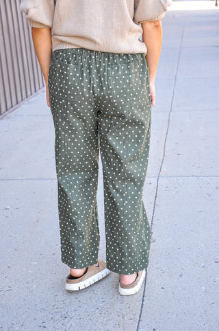Moss Dot High Rise Cropped Wide Leg Pants