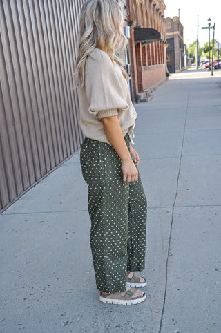 Beige Crew Neck Puff Sleeve Cardigan