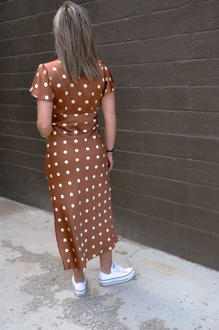 Bias Maxi Satin Polka Dot Dress