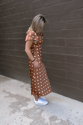 Bias Maxi Satin Polka Dot Dress