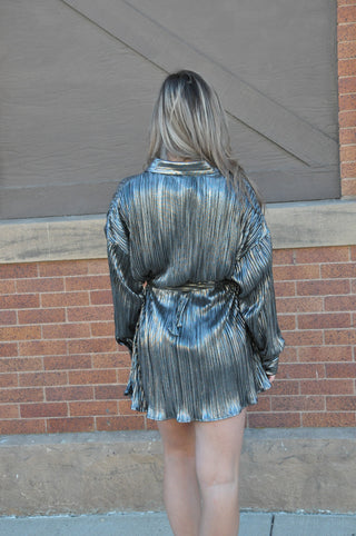 Black Contrasted Button Shirt Dress