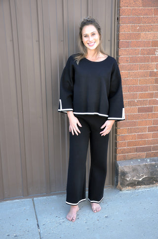 Black Striped Bottom Sweater Set