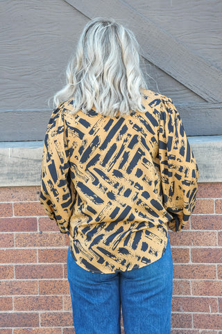 Black and Rust Long Sleeve Blouse