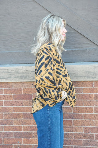 Black and Rust Long Sleeve Blouse