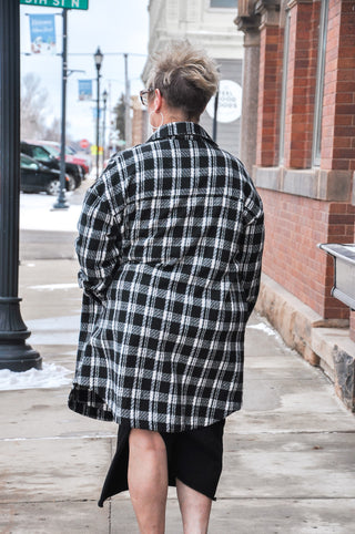 Black and White Plaid Coat Shacket