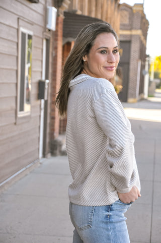 Blanket Stitch V-Neck Top