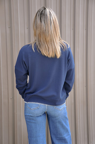 Blanket Stitched Rib Textured Top