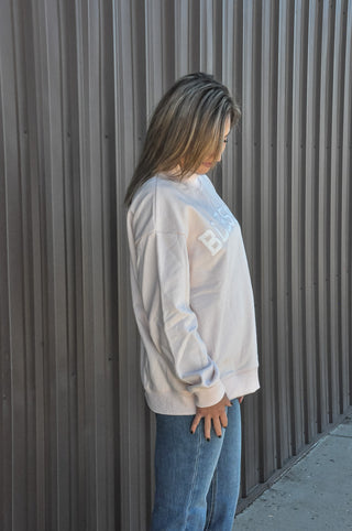 Blessed Embroidered Mock Neck Sweatshirt