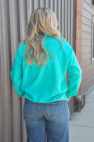 Blessed Embroidered Mock Neck Sweatshirt