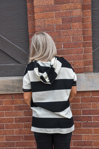 Block Striped Hooded Knit Tunic